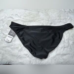 BAR III Hipster Shirred-Sides Bikini Bottoms Women XL Black Solid Lined Pull-On